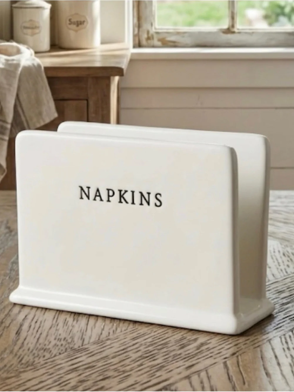 HEARTH & HAND With Magnolia White Stoneware Napkin Holder